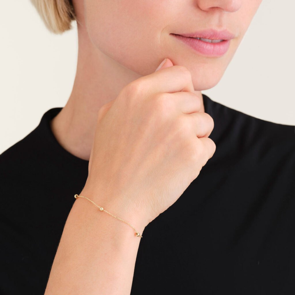 Rosefield Sphere Chain armband – 14 karaat goud | FBABG-F084 – productfoto