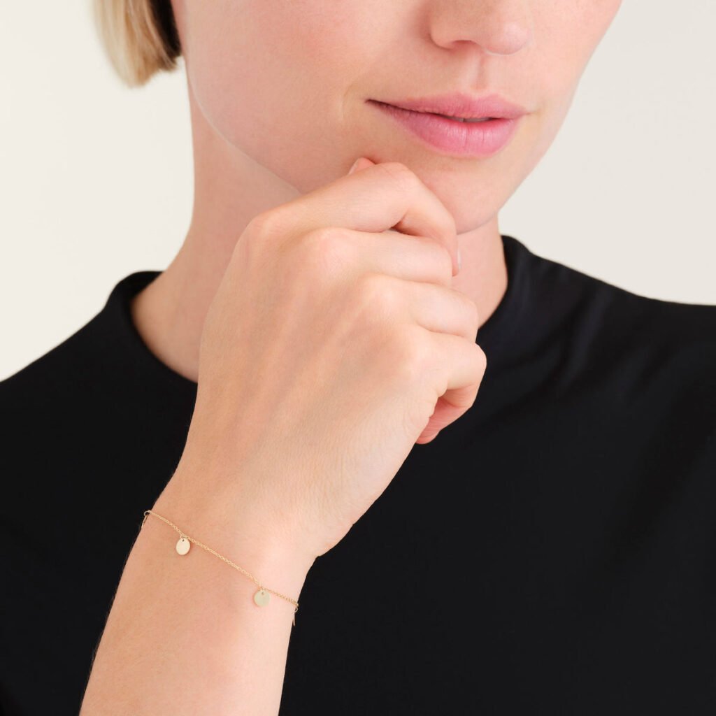 Rosefield 5 Round armband – 14 karaat goud – productfoto 2