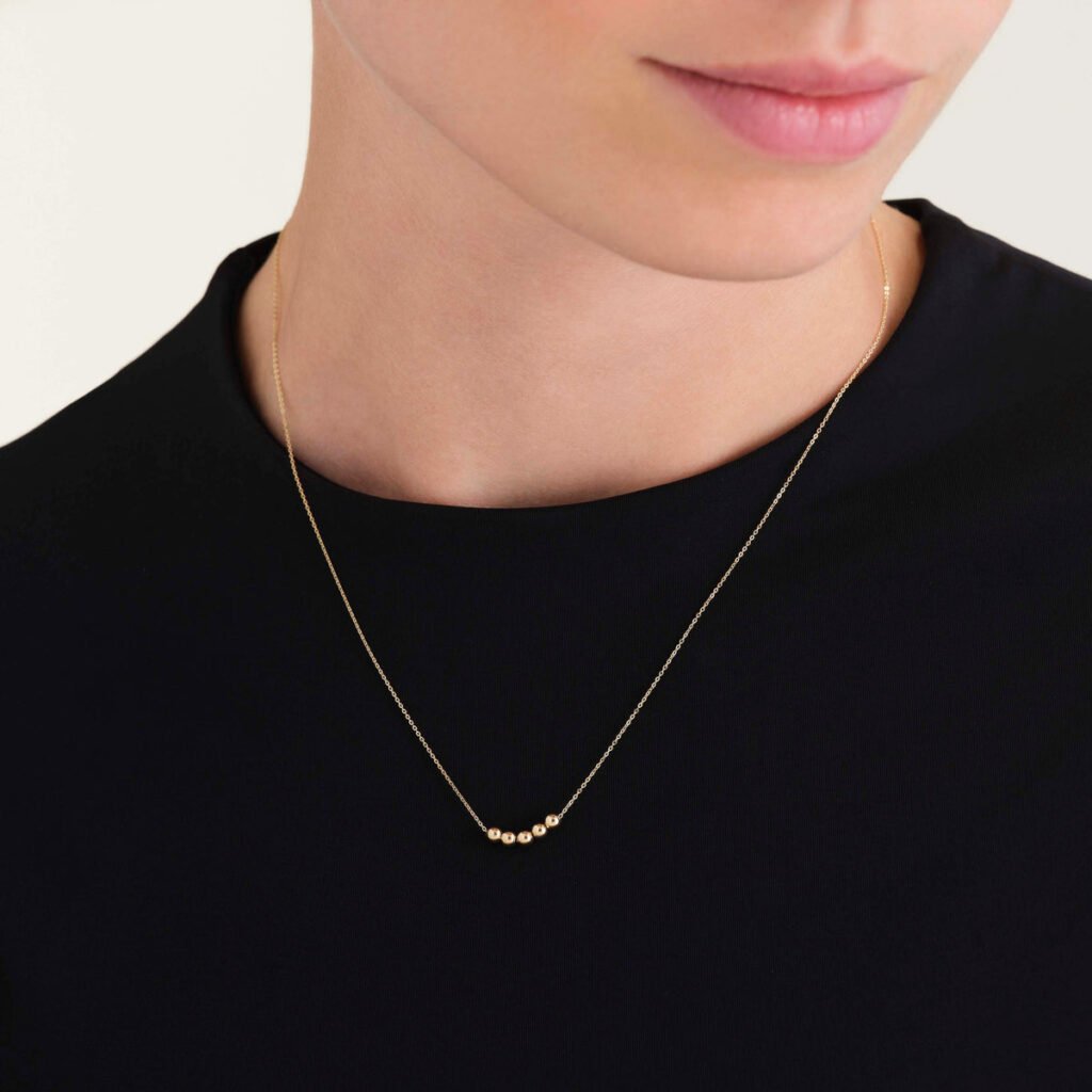 Rosefield 5 Spheres ketting – 14 karaat goud – productfoto 2