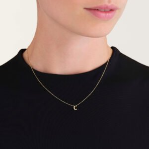Rosefield Initial ketting C – 14 karaat goud – productfoto 2