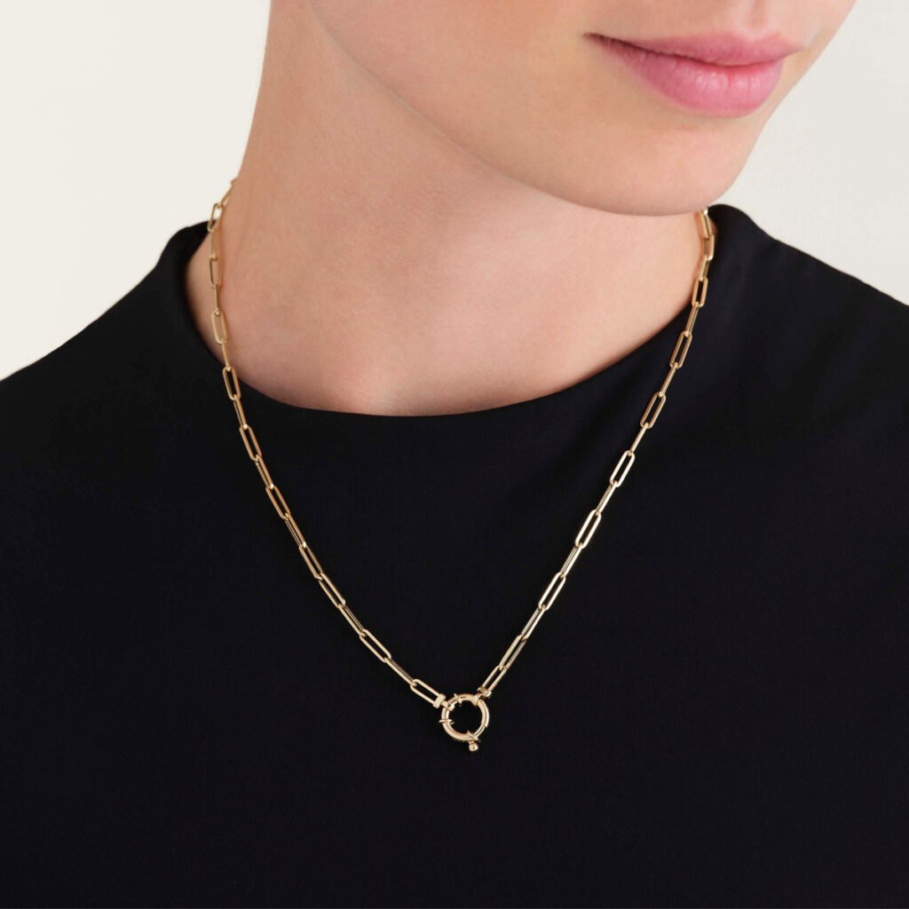 Rosefield Paper Clip Chain ketting – 14 karaat goud – productfoto 2