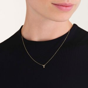Rosefield Initial ketting T – 14 karaat goud – productfoto 2