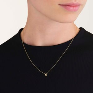 Rosefield Initial ketting V – 14 karaat goud – productfoto 2