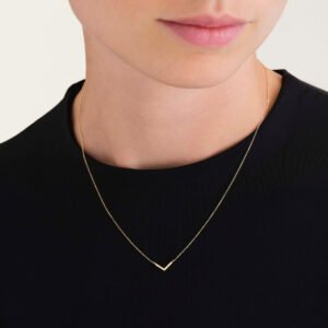 Rosefield V Bar ketting – 14 karaat goud – productfoto 2