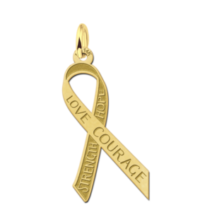Gouden Pink Ribbon hanger Strength Hope met gravure GPRH03 — foto 1