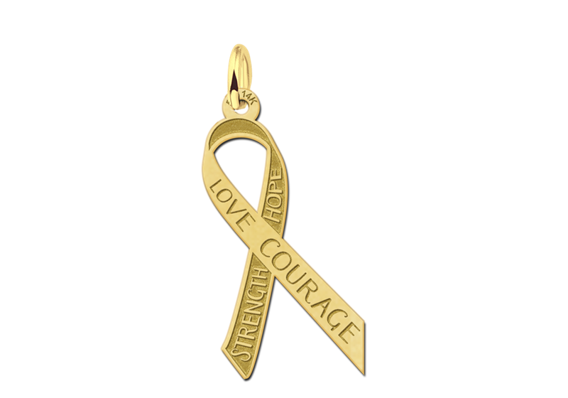 Gouden Pink Ribbon hanger Strength Hope met gravure GPRH03 — foto 1