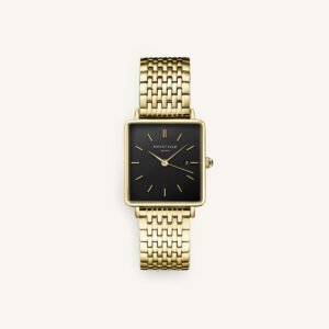 Rosefield Boxy Black horloge – goudkleurig / zwart – productfoto 1