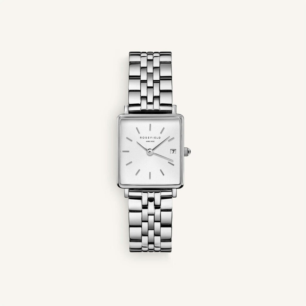 Rosefield Boxy XS horloge – zilverkleurig – productfoto 1
