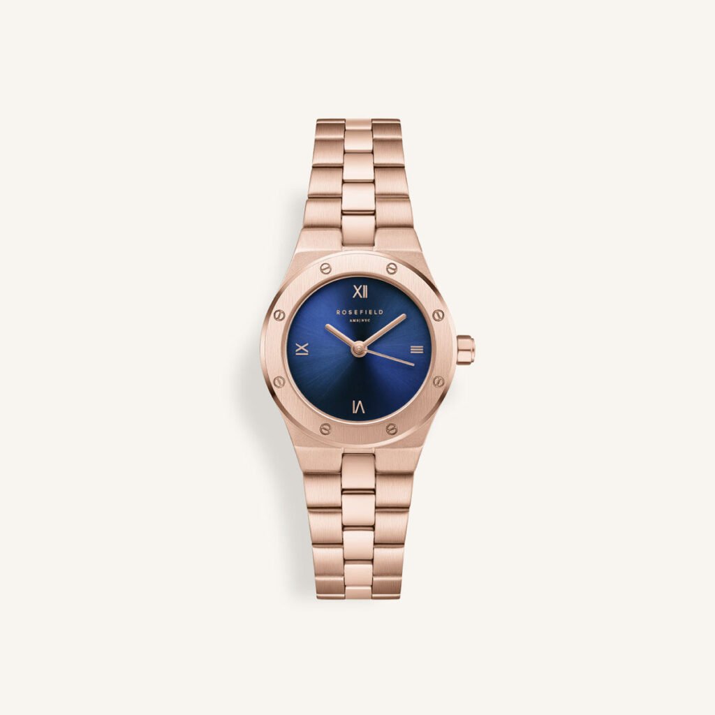 Rosefield Rose XS Navy horloge – roségoudkleurig – productfoto 1
