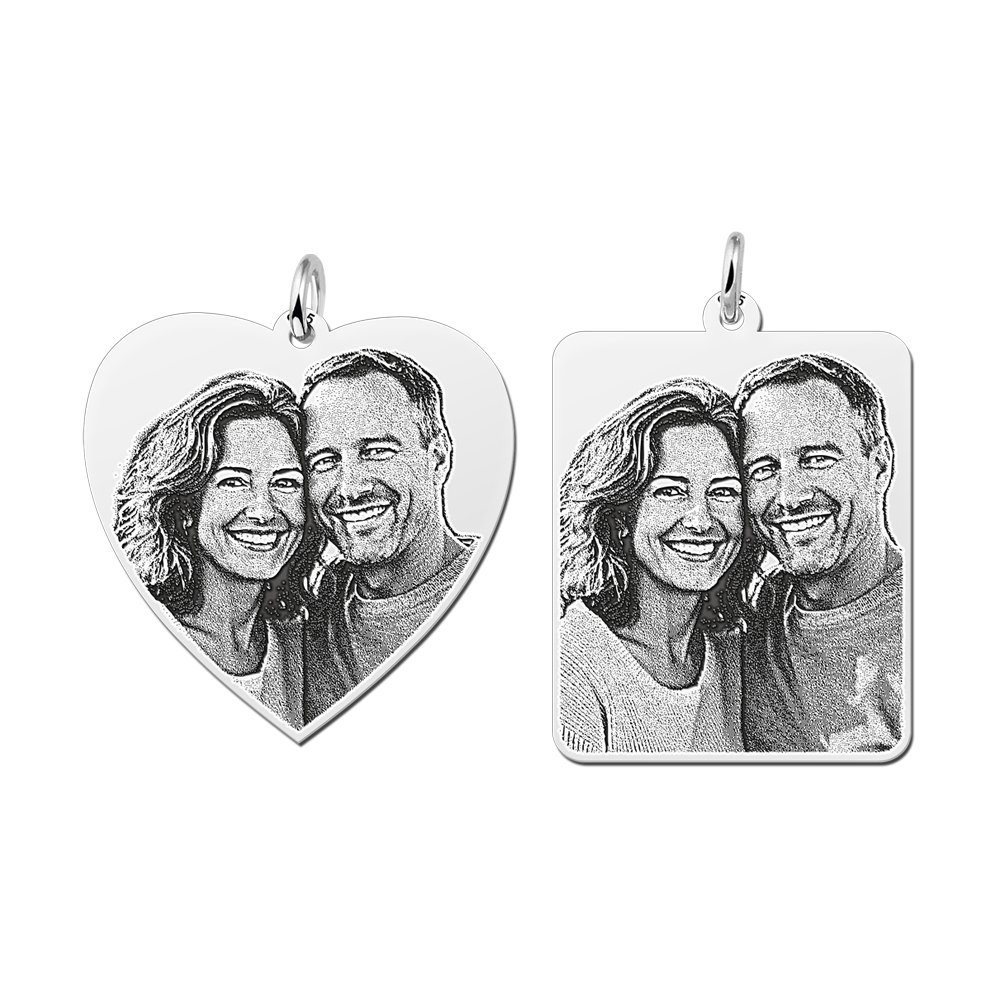 Set Fotohangers met Foto – Hart & Rechthoek – Zilver — afbeelding 1