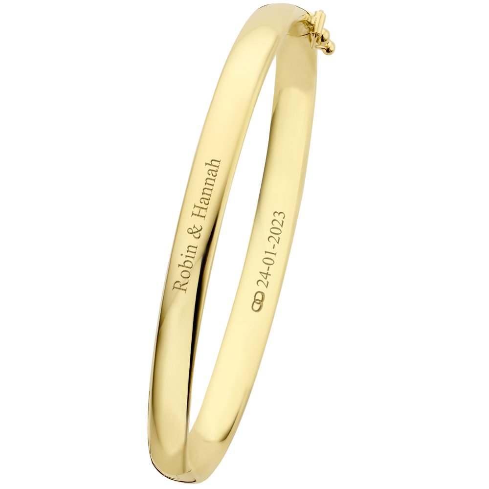 Names4ever GSA06 gouden slavenarmband met zilveren kern, 6 mm