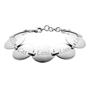 Stalen armband met rondjes en namen - Names4ever SNA010