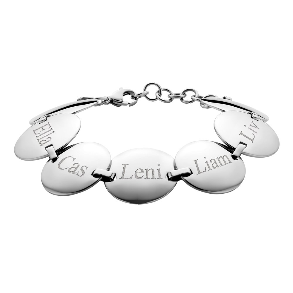 Stalen armband met rondjes en namen - Names4ever SNA010