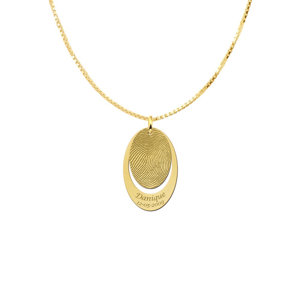 Tweedelig vingerafdruk sieraad van goud GHEV012