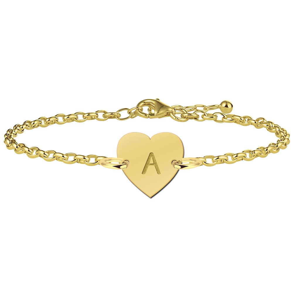 Vergulde armband hart met letter VAI001 – foto 1