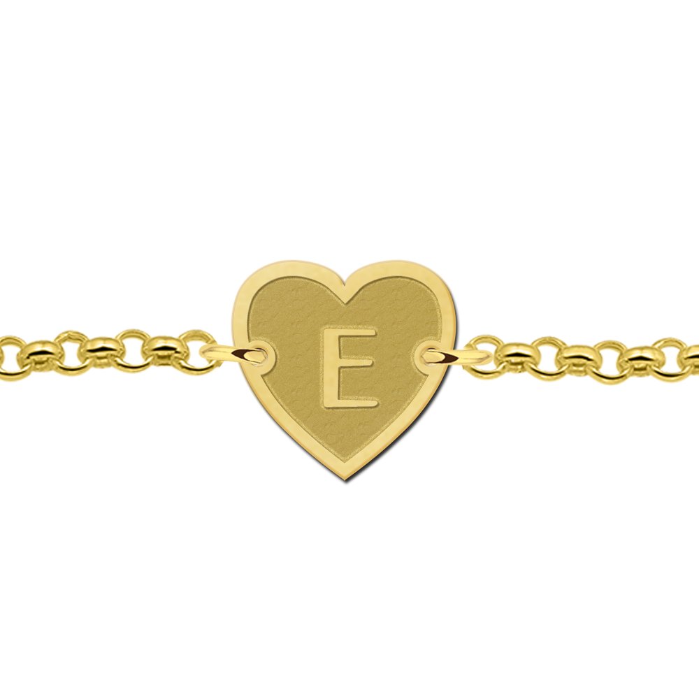 Vergulde armband hart met rand en letter VAI005 – foto 2