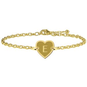 Vergulde armband hart met rand en letter VAI005 – foto 1