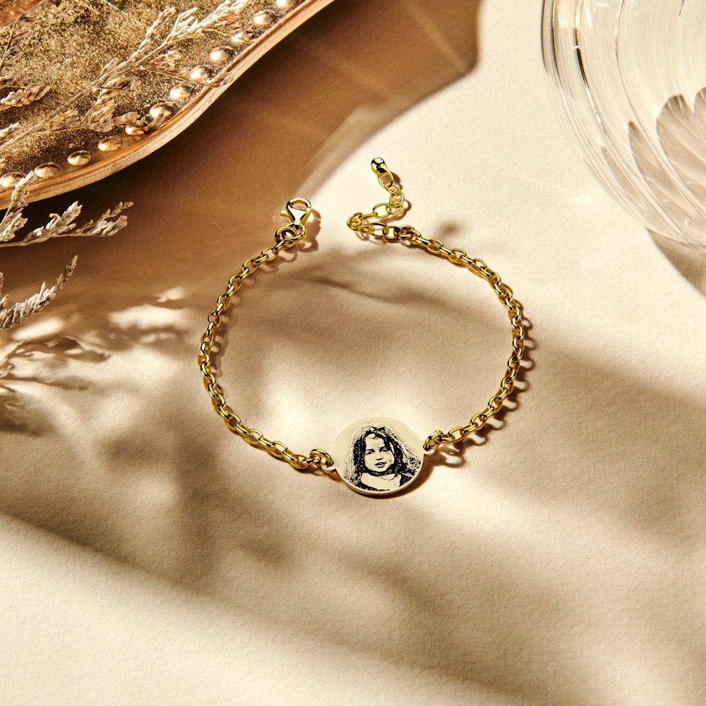 Vergulde ronde armband met foto VAEF002 – foto 2