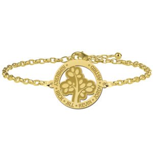 Vergulde opengewerkte stamboom armband met namen VAL004 – foto 1
