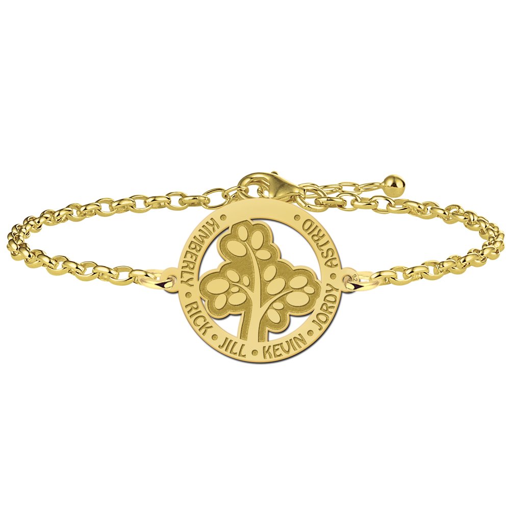 Vergulde opengewerkte stamboom armband met namen VAL004 – foto 1