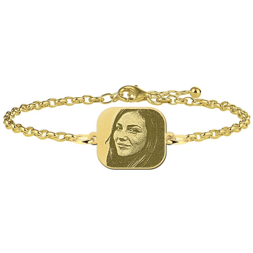 Vergulde rechthoekige armband met foto VAEF005 – foto 1