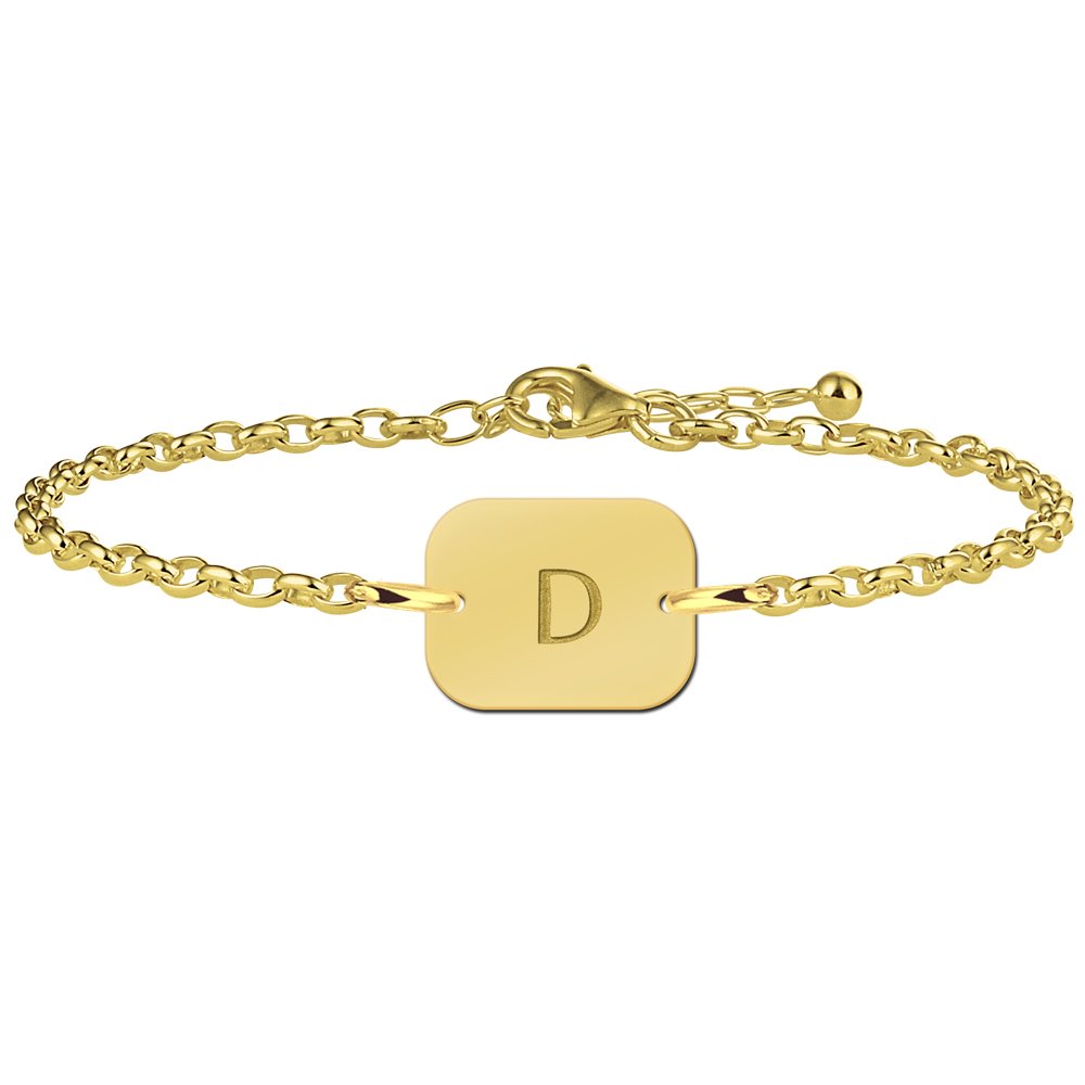 Vergulde rechthoekige armband met letter VAI004 – foto 1