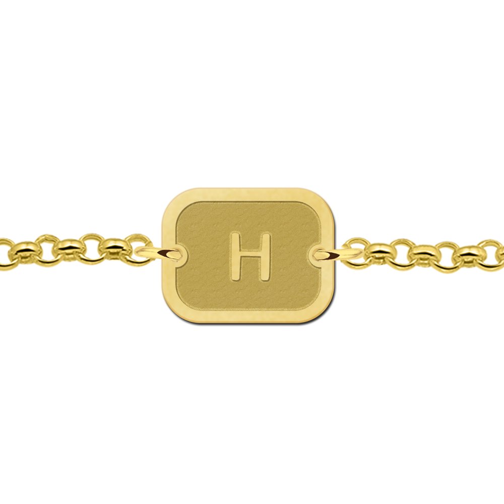 Vergulde rechthoekige armband met rand en letter VAI008 – foto 2