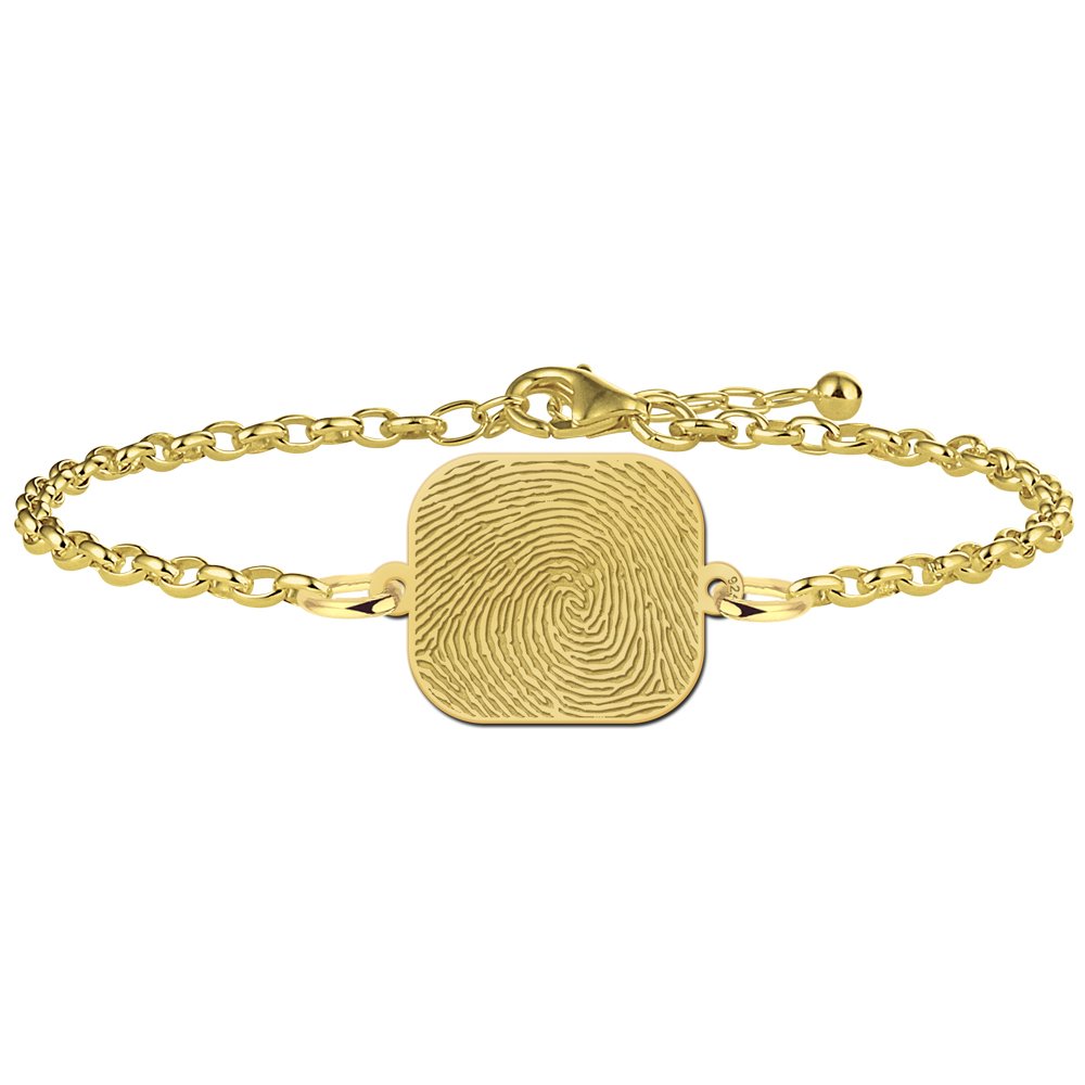 Vergulde rechthoekige armband met vingerafdruk VAEV005 – foto 1