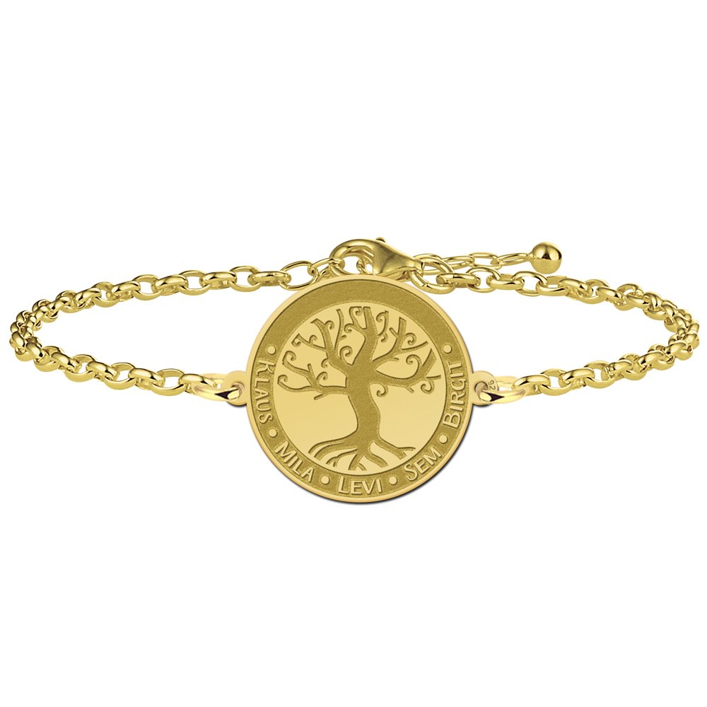 Vergulde ronde stamboom armband met namen VAL003 – foto 1