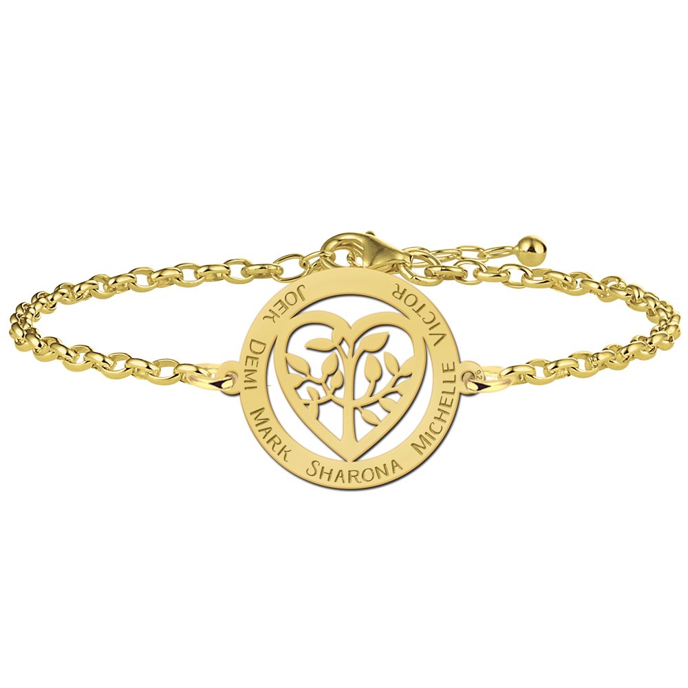 Vergulde stamboom armband hart met namen VAL005 – foto 1