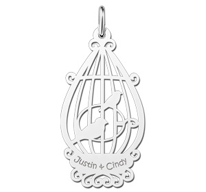 Vogelkooi hanger van zilver | Names4ever - hanger zonder ketting