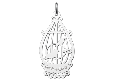 Vogelkooi hanger van zilver | Names4ever - hanger zonder ketting