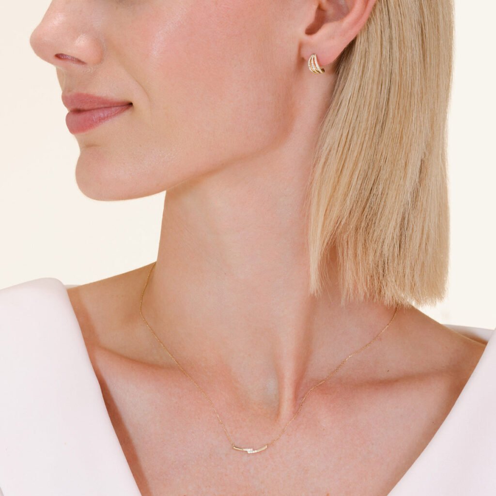 Rosefield 2 Way ketting – 14 karaat goud met labdiamanten – productfoto 2