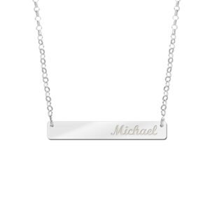 Zilveren Bar Naamketting Medium | Names4ever - voorbeeldfoto 2