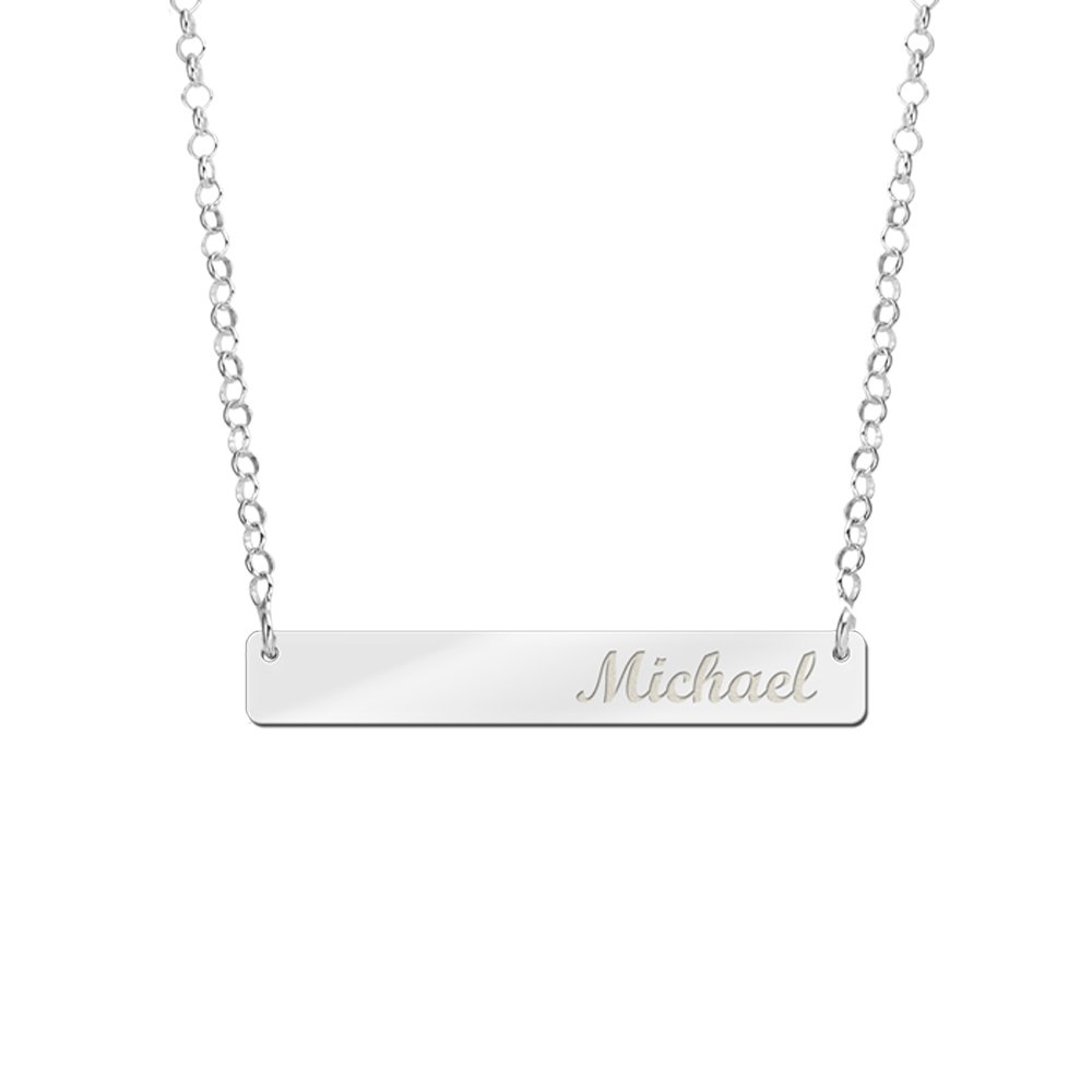 Zilveren Bar Naamketting Medium | Names4ever - voorbeeldfoto 2