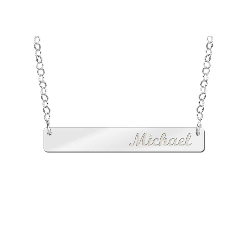 Zilveren Bar Naamketting Medium | Names4ever - voorbeeldfoto 1