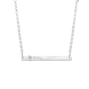 Zilveren Bar Naamketting met Zirkonia | Names4ever - voorbeeldfoto 2