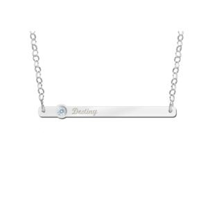 Zilveren Bar Naamketting met Zirkonia | Names4ever - voorbeeldfoto 1