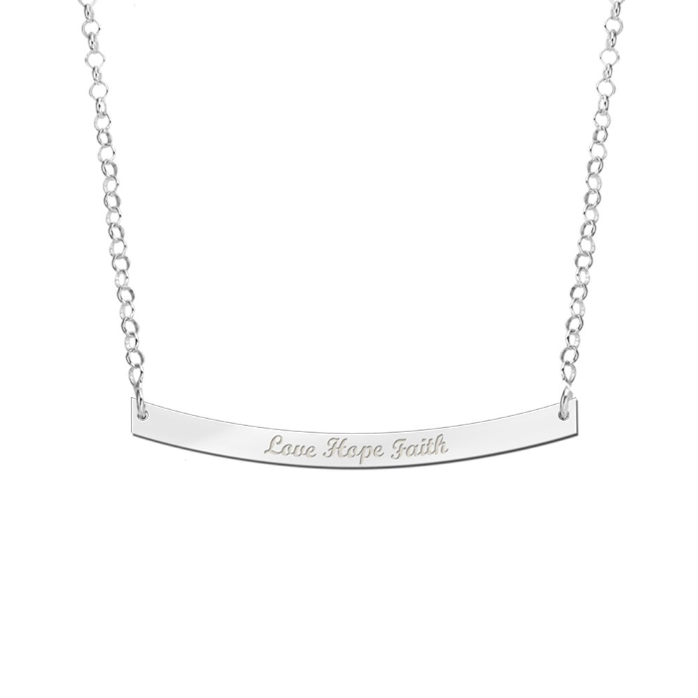 Zilveren Bar Naamketting Rond | Names4ever - voorbeeldfoto 2