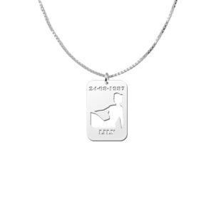 Zilveren Rechthoekige Sterrenbeeldhanger Maagd met Naam en Datum | Names4ever - voorbeeld met optionele ketting