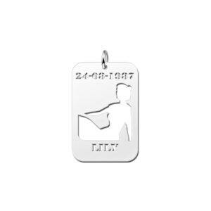 Zilveren Rechthoekige Sterrenbeeldhanger Maagd met Naam en Datum | Names4ever - hanger zonder ketting