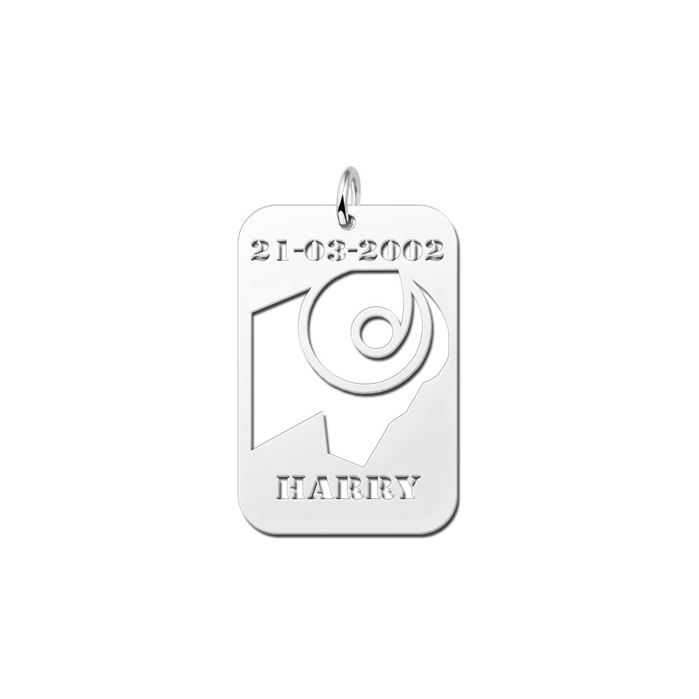 Zilveren Rechthoekige Sterrenbeeldhanger Ram met Naam en Datum | Names4ever - hanger zonder ketting
