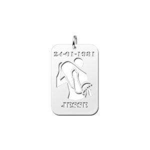 Zilveren Rechthoekige Sterrenbeeldhanger Waterman met Naam en Datum | Names4ever - hanger zonder ketting