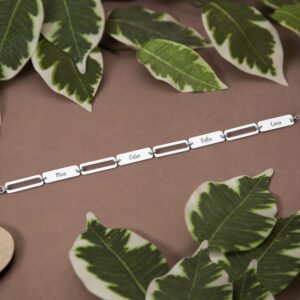 Zilveren Papercliparmband met 1 tot 4 Gravures | Names4ever - voorbeeld personalisatie
