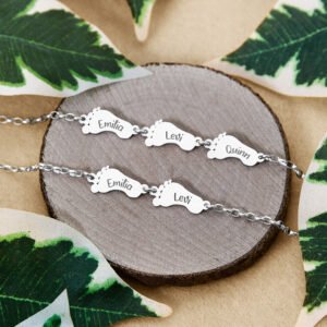 Zilveren Armband met Babyvoetjes en Namen | Names4ever - voorbeeld personalisatie