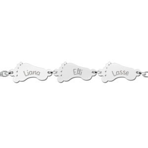 Zilveren Armband met Babyvoetjes en Namen | Names4ever - voorbeeld personalisatie