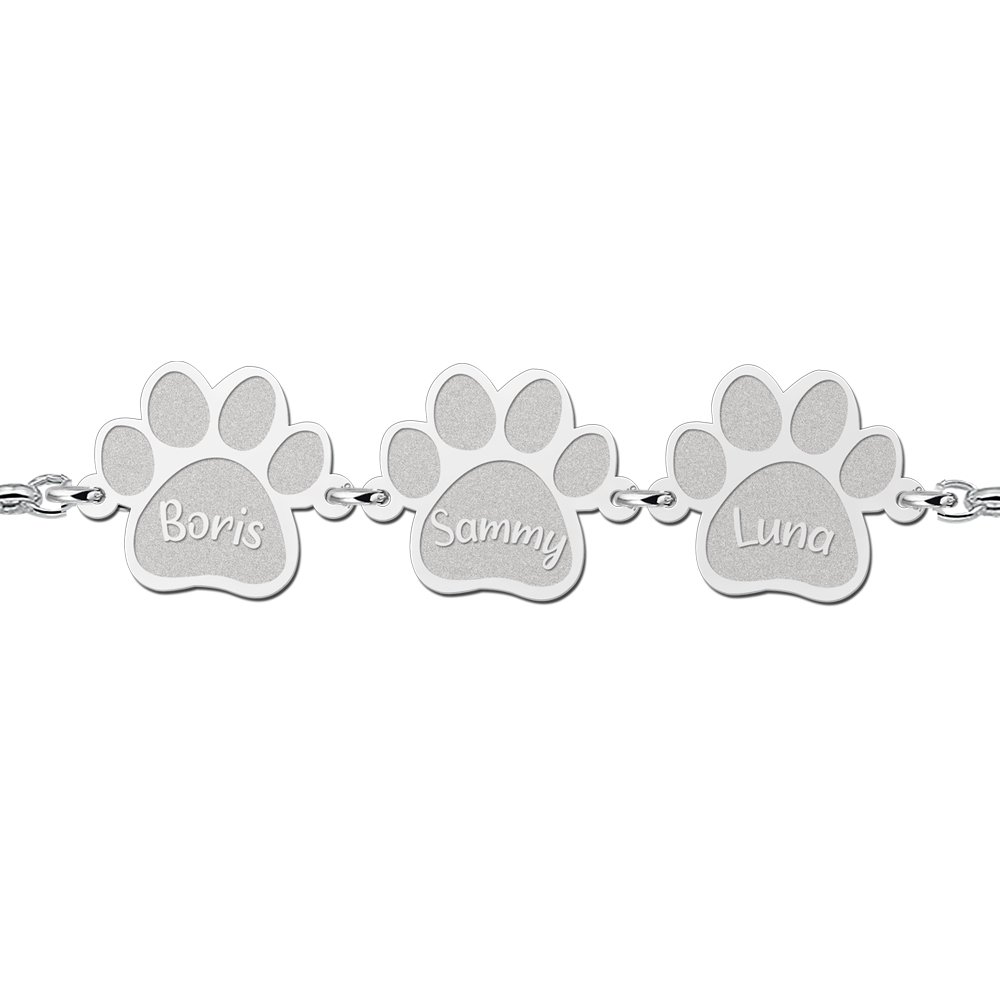 Zilveren Armband met Pootjes en Namen | Names4ever - voorbeeld personalisatie