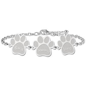 Zilveren Armband met Pootjes en Namen | Names4ever - voorbeeld personalisatie