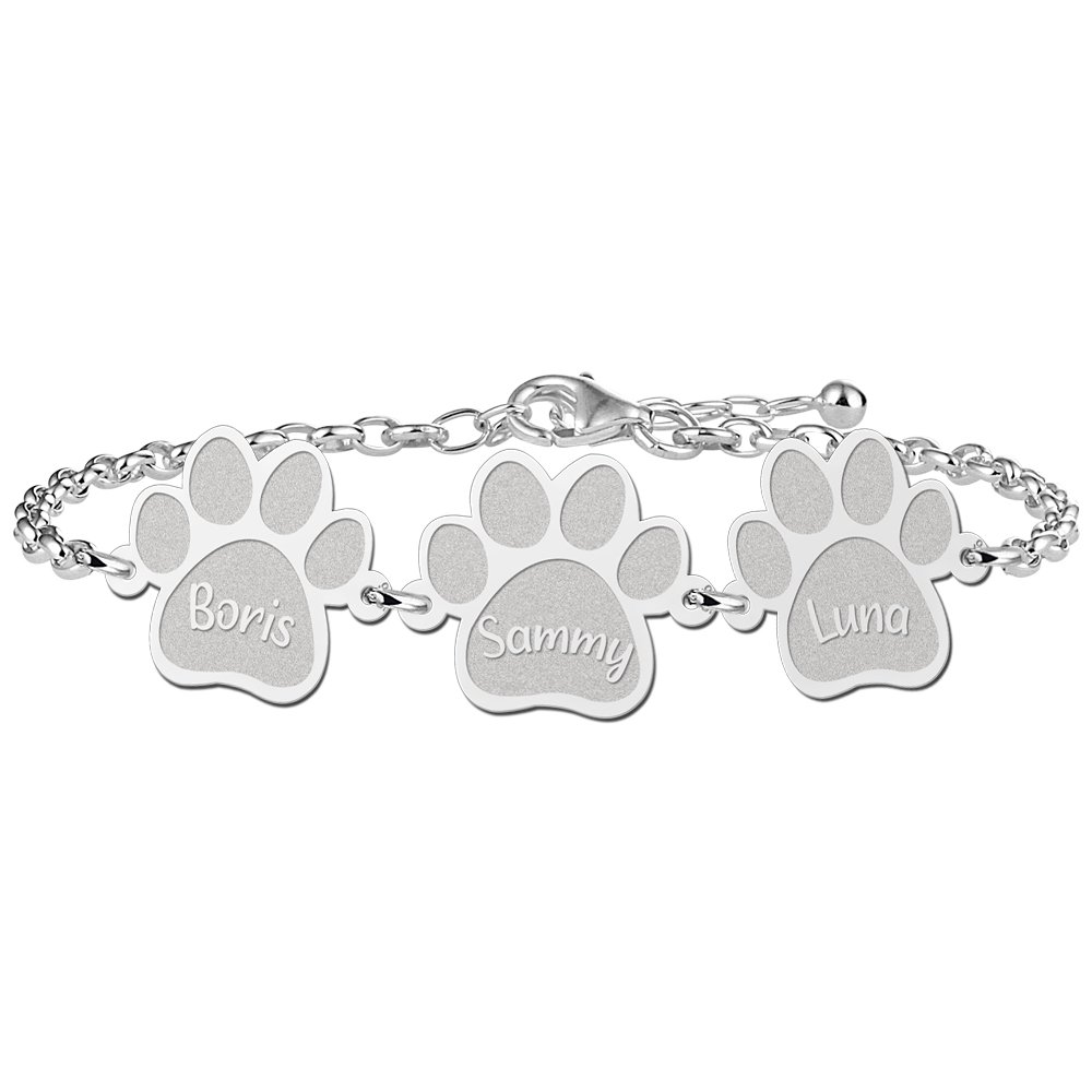 Zilveren Armband met Pootjes en Namen | Names4ever - voorbeeld personalisatie