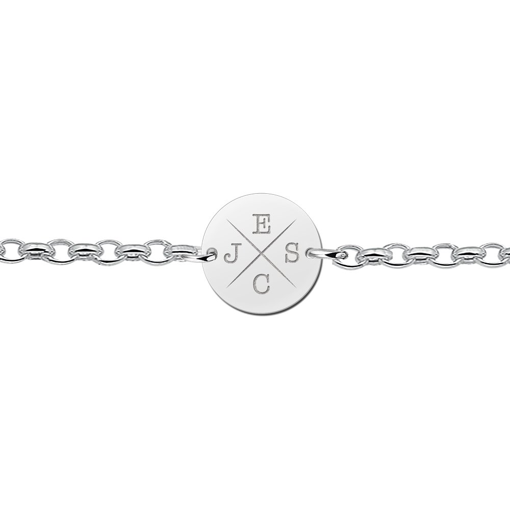Zilveren Ronde Armband met Initialen | Names4ever - voorbeeld personalisatie